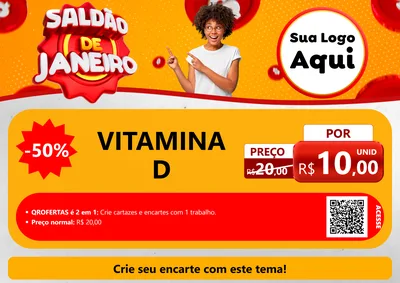 Modelo de Cartaz para Cartaz A4 Horizontal com o tema Saldão de Janeiro para Farmácia