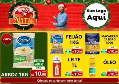 Modelo de Encarte para Encarte A4 Horizontal com o tema Promoção de Natal para Supermercado