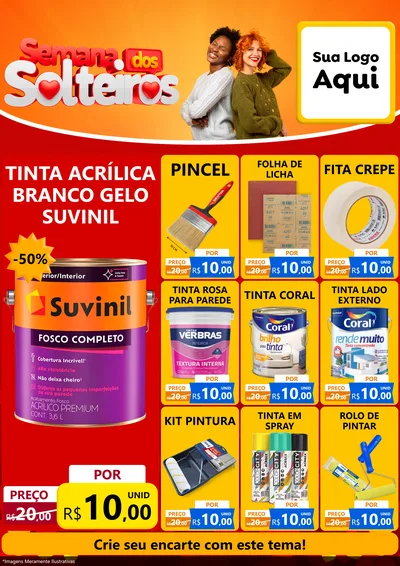 Modelo de Encarte para Encarte A4 Vertical com o tema Semana dos Solteiros para Tintas e Ferramentas