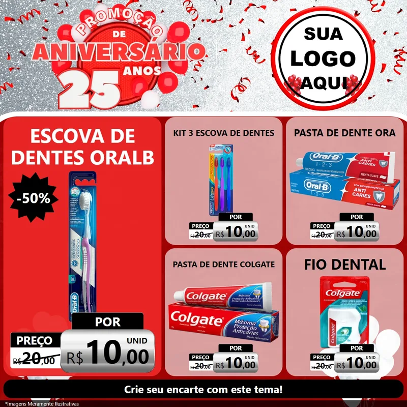 Modelo de Rede Social para Feed Facebook com o tema Promoção de Aniversário - 25Anos para Higiene Pessoal