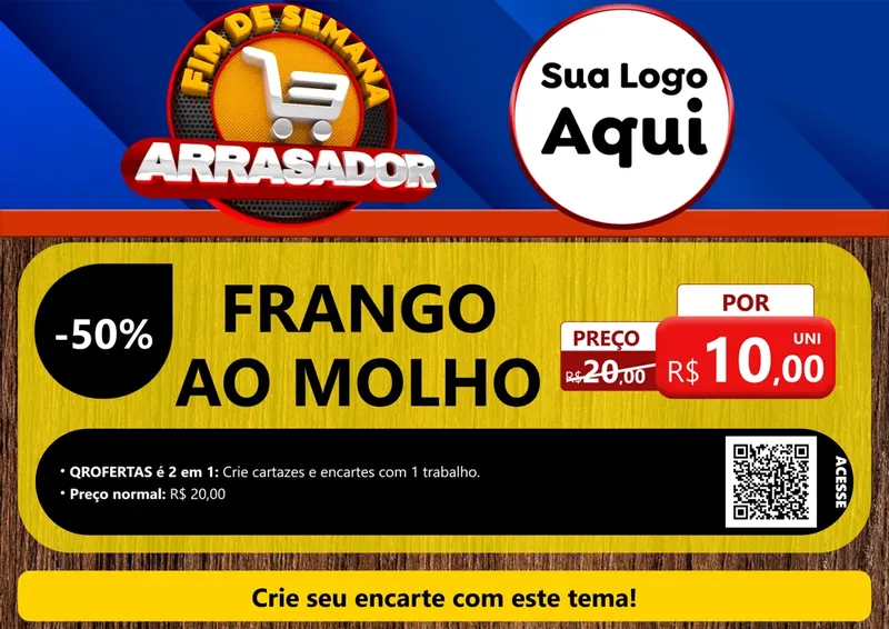 Modelo de Cartaz para Cartaz A4 Horizontal com o tema Fim De Semana Arrasador para Restaurante