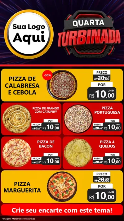 Modelo de TV para TV Vertical com o tema Quarta Turbinada para Pizzaria