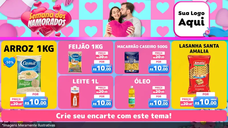 Modelo de TV para TV Horizontal com o tema Semana dos Namorados para Supermercado
