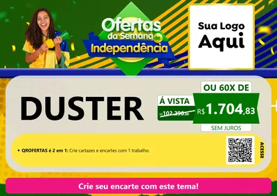 Modelo de Cartaz para Cartaz A4 Horizontal com o tema Ofertas da Semana da Independência para Concessionaria de Carros