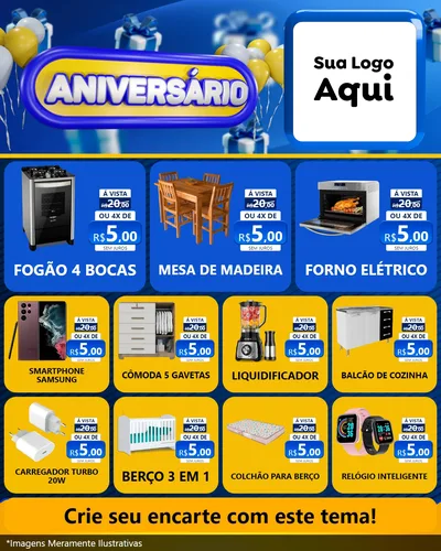 Modelo de Rede Social para Feed Instagram com o tema Aniversário para Móveis e Eletro