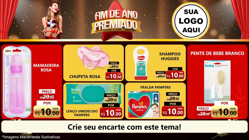 Modelo de TV para TV Horizontal com o tema Fim de Ano Premiado para Bebês