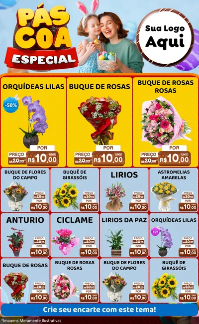 Modelo de Encarte para Encarte Grande com o tema Páscoa Especial para Floricultura e jardim
