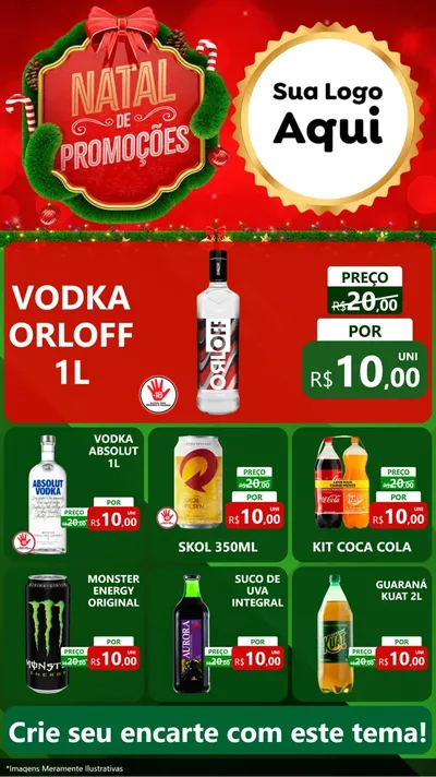 Modelo de Rede Social para Stories com o tema Natal de Promoções para Distribuidora de bebidas