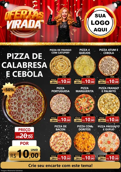 Modelo de Encarte para Encarte A4 Vertical com o tema Ofertas da Virada para Pizzaria