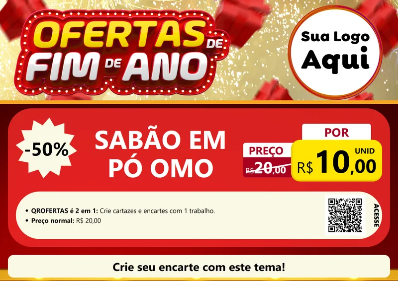 Modelo de Cartaz para Cartaz A4 Horizontal com o tema Ofertas de Fim de Ano para Produtos de Limpeza