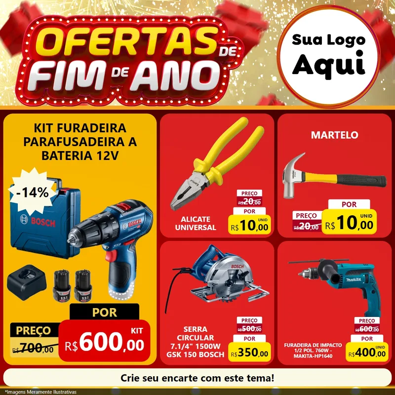 Modelo de Rede Social para Feed Facebook com o tema Ofertas de Fim de Ano para Maquinas e Ferramentas