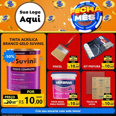 Modelo de Rede Social para Feed Facebook com o tema Fecha Mês para Tintas e Ferramentas