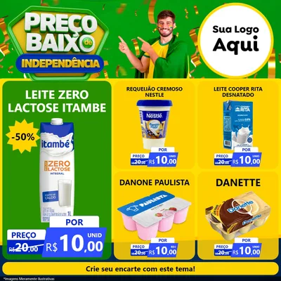 Modelo de Rede Social para Feed Facebook com o tema Preço Baixo de Independência para Frios e Laticínios