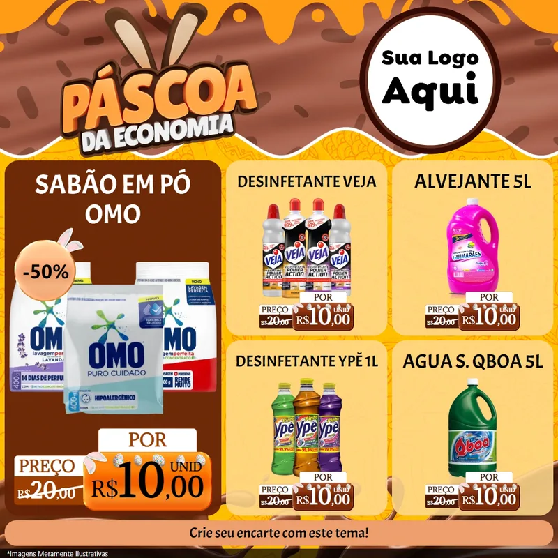 Modelo de Rede Social para Feed Facebook com o tema Páscoa da Economia para Produtos de Limpeza