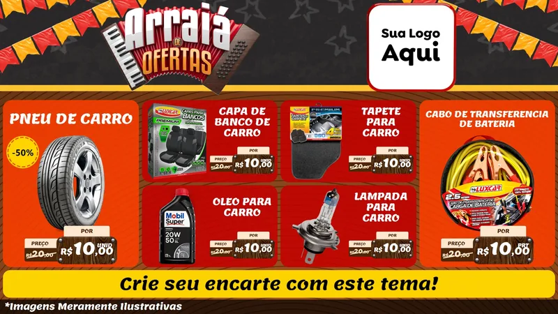 Modelo de TV para TV Horizontal com o tema Arraiá de Ofertas - Junina para Auto peças