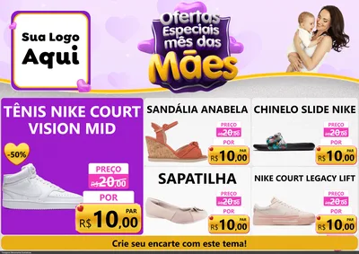 Modelo de Encarte para Encarte A4 Horizontal com o tema Ofertas Especiais - Mês das Mães para Calçados