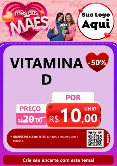 Modelo de Cartaz para Cartaz A4 Vertical com o tema Mês Das Mães para Farmácia