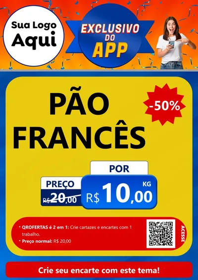 Modelo de Cartaz para Cartaz A4 Vertical com o tema Exclusivo do Aplicativo para Padaria