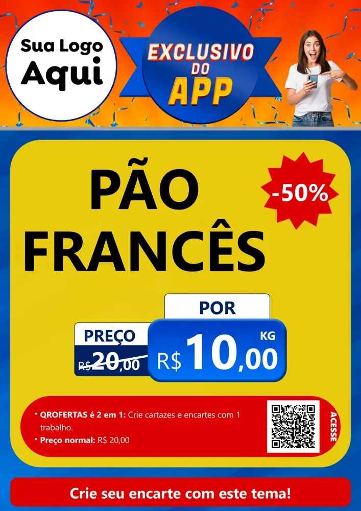 Modelo de Cartaz para Cartaz A4 Vertical com o tema Exclusivo do Aplicativo para Padaria