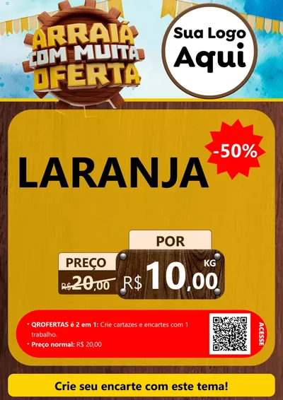 Modelo de Cartaz para Cartaz A4 Vertical com o tema Ofertas de São João - Junina para Hortifrúti