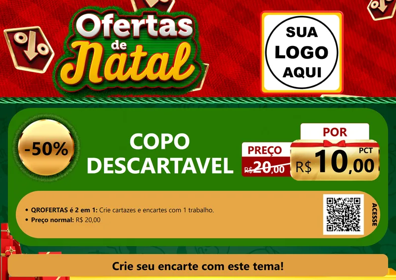 Modelo de Cartaz para Cartaz A4 Horizontal com o tema Ofertas de Natal para Embalagens