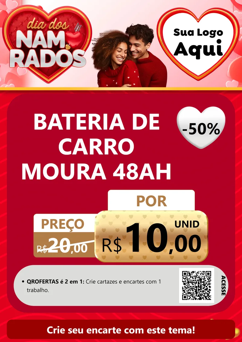 Modelo de Cartaz para Cartaz A4 Vertical com o tema Dia dos Namorados para Baterias Elétricas