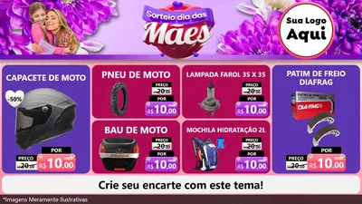 Modelo de TV para TV Horizontal com o tema Sorteio Dia das Mães para Moto peças