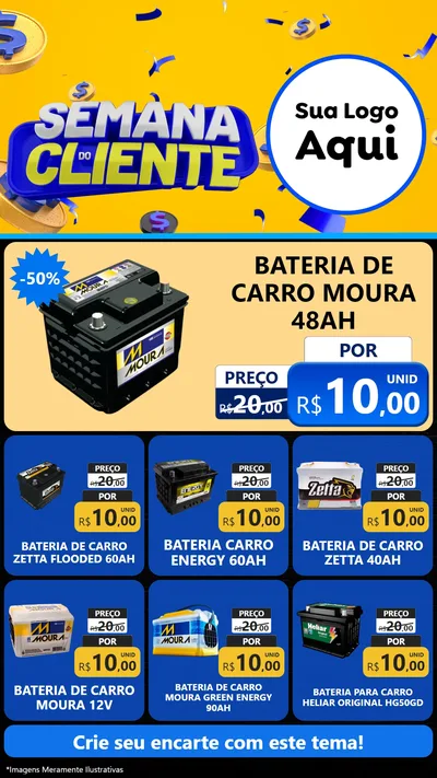 Modelo de Rede Social para Stories com o tema Semana do Cliente para Baterias Elétricas