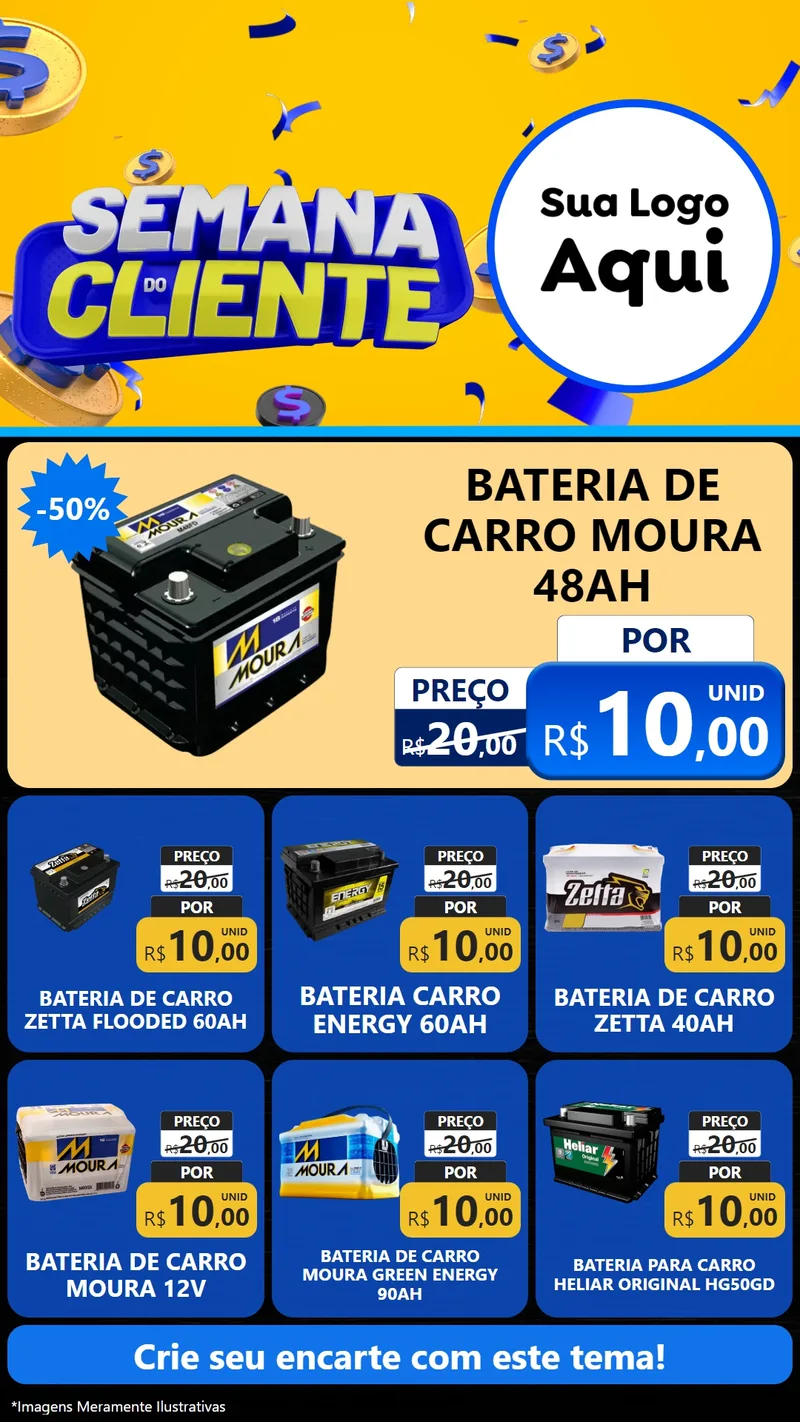 Modelo de Rede Social para Stories com o tema Semana do Cliente para Baterias Elétricas