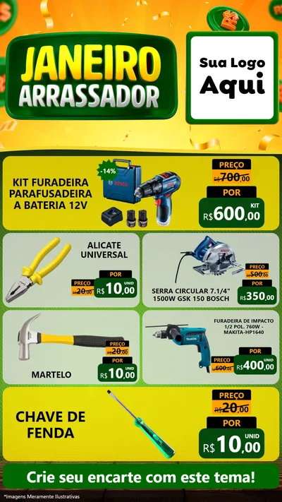 Modelo de TV para TV Vertical com o tema Janeiro Arrasador para Maquinas e Ferramentas