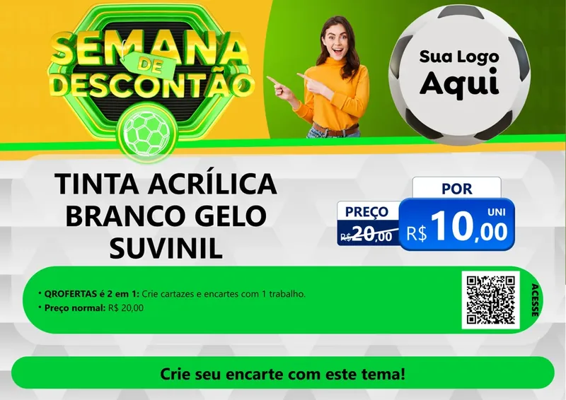 Modelo de Cartaz para Cartaz A4 Horizontal com o tema Semana de Descontão - Copa para Tintas e Ferramentas