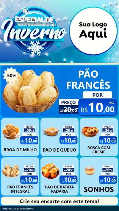 Modelo de Rede Social para Stories com o tema Especial de Inverno para Padaria