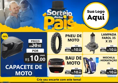 Modelo de Encarte para Encarte A4 Horizontal com o tema Sorteio Dia Dos Pais para Moto peças