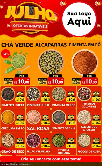 Modelo de Encarte para Encarte Grande com o tema Julho Ofertas Imbatíveis para Produtos Naturais