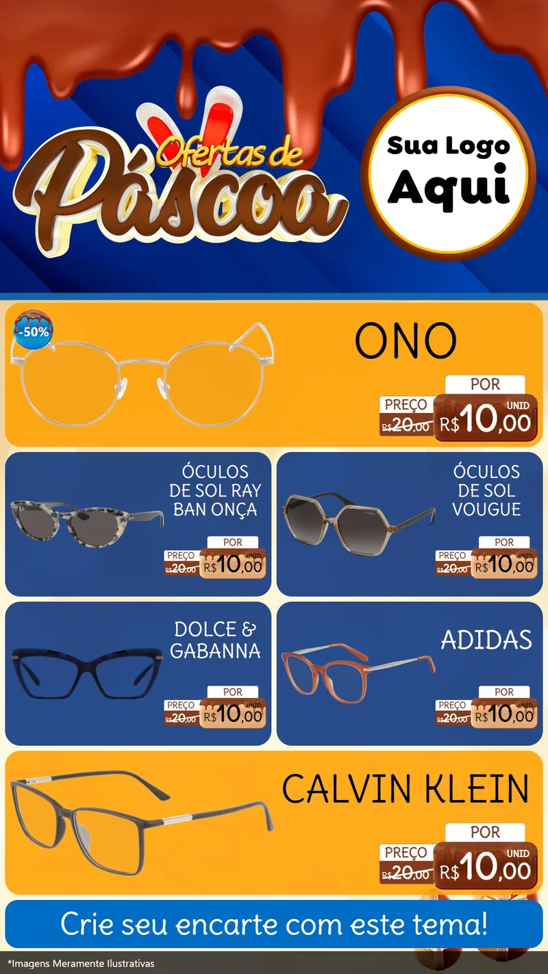 Modelo de TV para TV Vertical com o tema Ofertas de Páscoa para Óticas