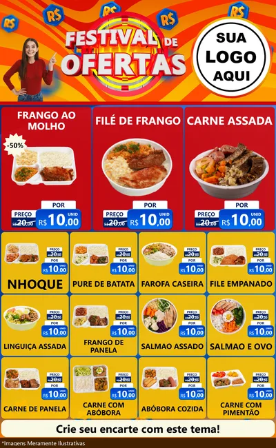Modelo de Encarte para Encarte Grande com o tema Festival de Ofertas para Restaurante