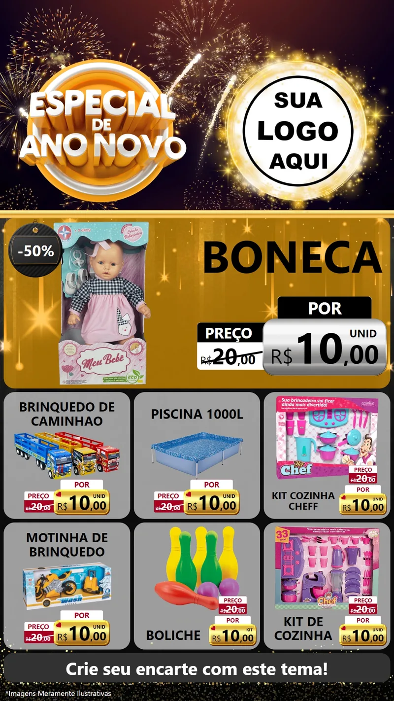 Modelo de Rede Social para Stories com o tema Especial de Ano Novo para Brinquedos