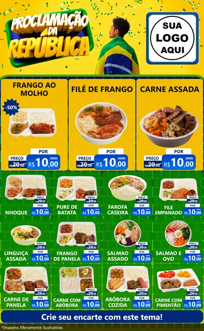 Modelo de Encarte para Encarte Grande com o tema Proclamação da República para Restaurante