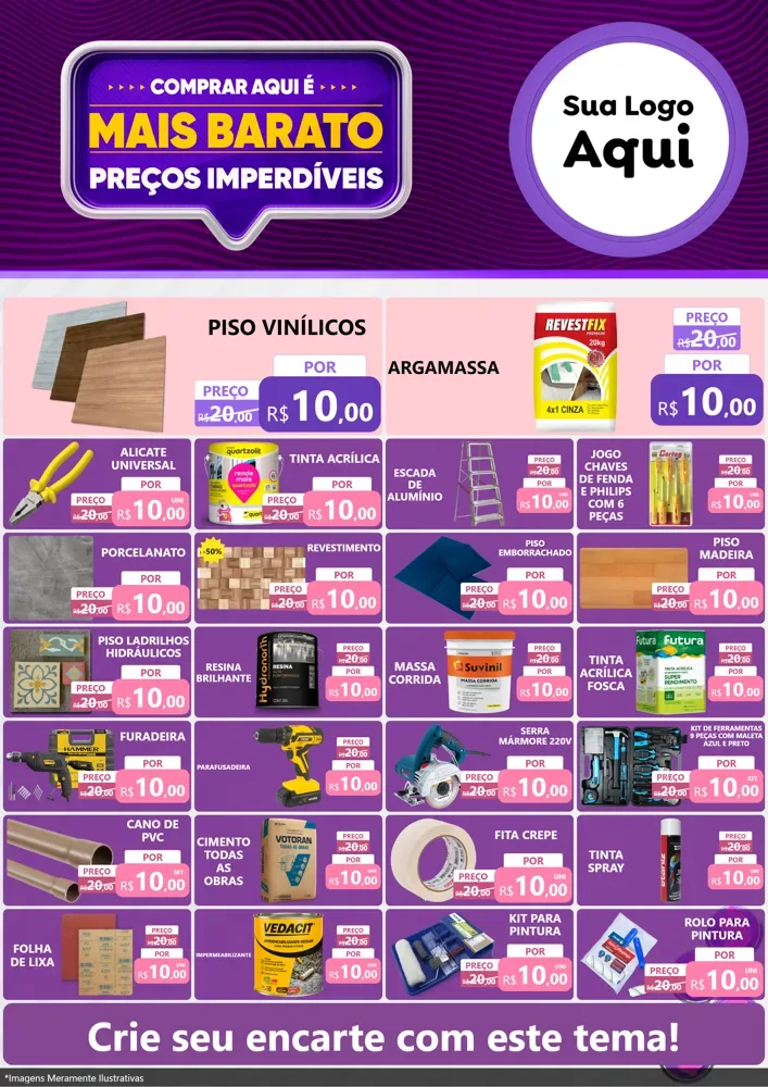 Modelo de Encarte para Encarte A4 Vertical com o tema Mais Barato para Material para Construção