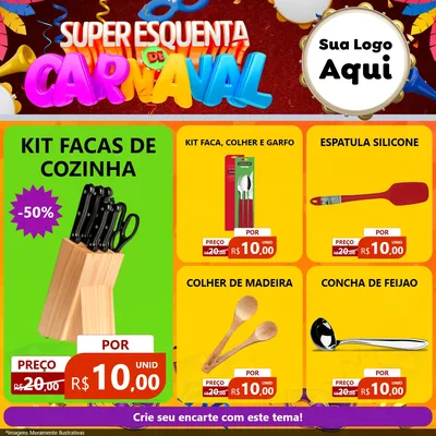 Modelo de Rede Social para Feed Facebook com o tema Super Esquenta de Carnaval para Utilidades Domésticas