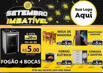 Modelo de Encarte para Encarte A4 Horizontal com o tema Setembro Imbatível para Móveis e Eletro