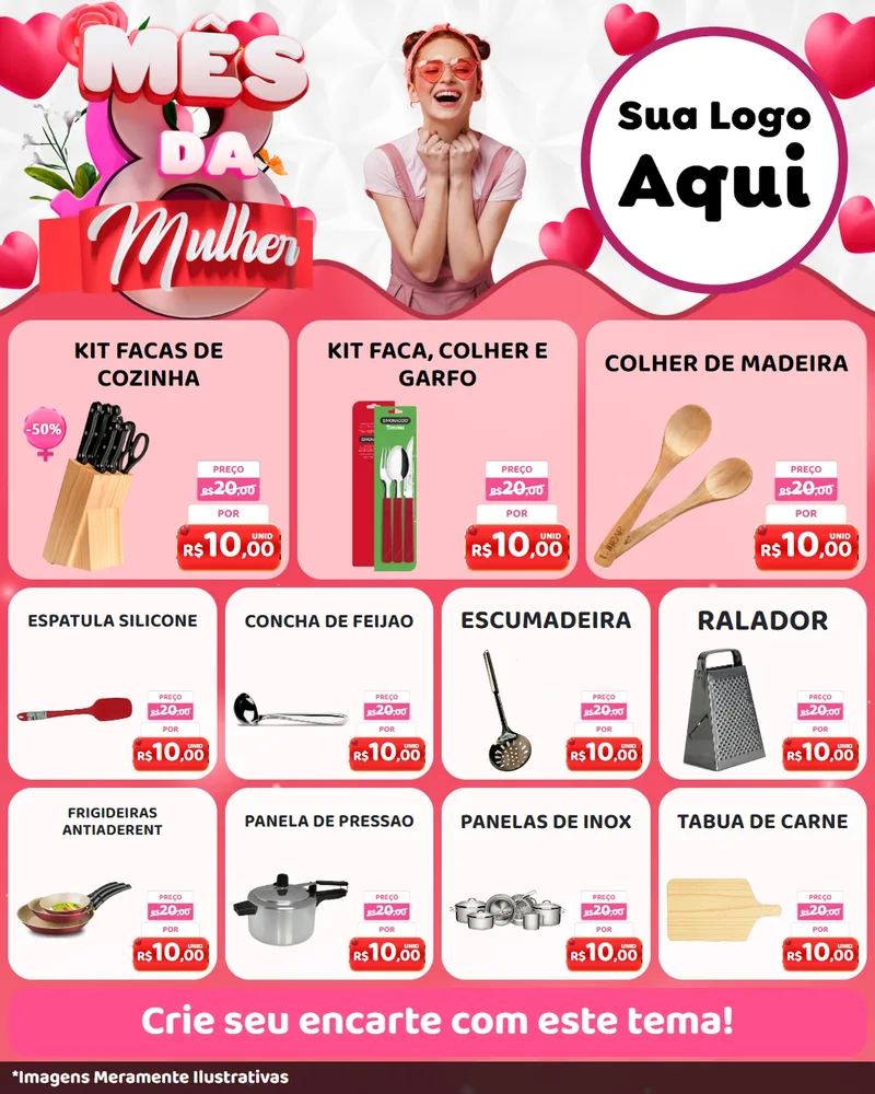 Modelo de Rede Social para Feed Instagram com o tema Mês da Mulher para Utilidades Domésticas