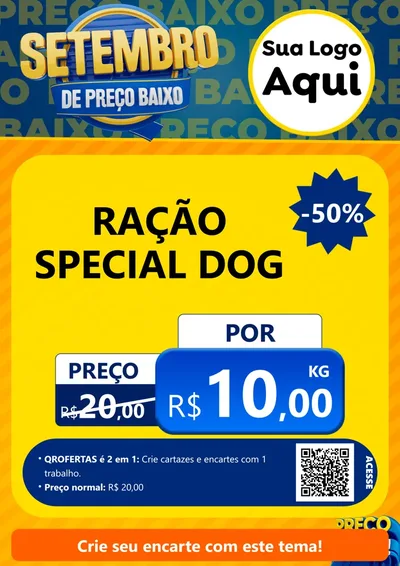 Modelo de Cartaz para Cartaz A4 Vertical com o tema Setembro De Preço Baixo para Pet Shop