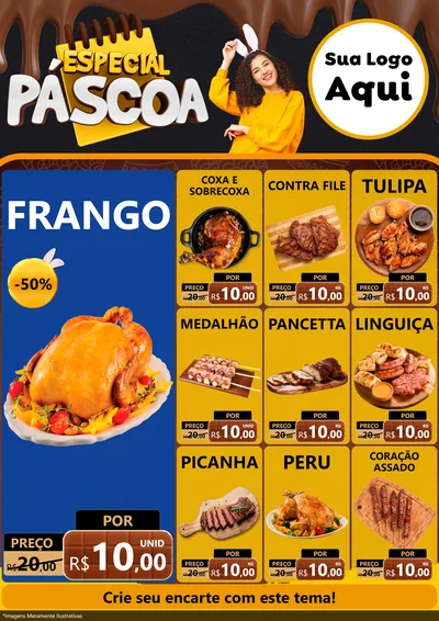 Modelo de Encarte para Encarte A4 Vertical com o tema Especial Páscoa para Assados