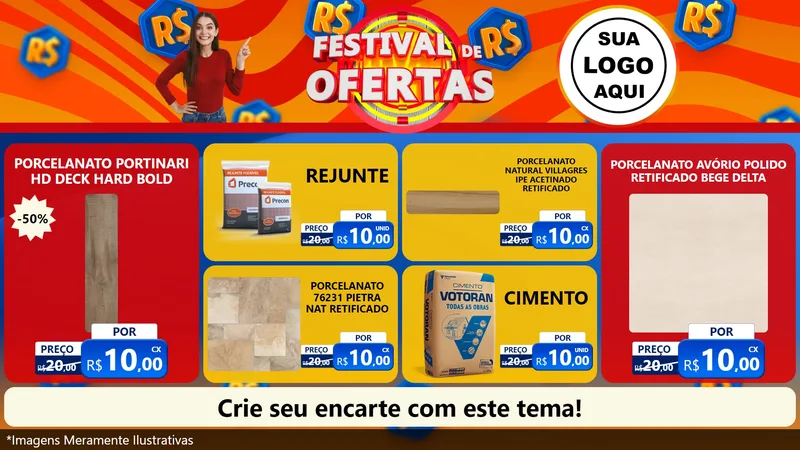 Modelo de TV para TV Horizontal com o tema Festival de Ofertas para Pisos e revestimentos