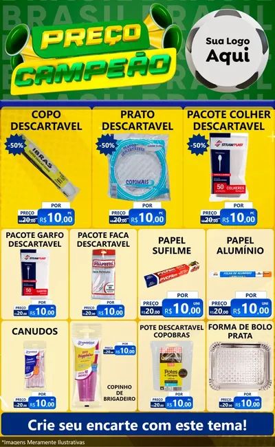 Modelo de Encarte para Encarte Grande com o tema Preço Campeão - Copa para Embalagens