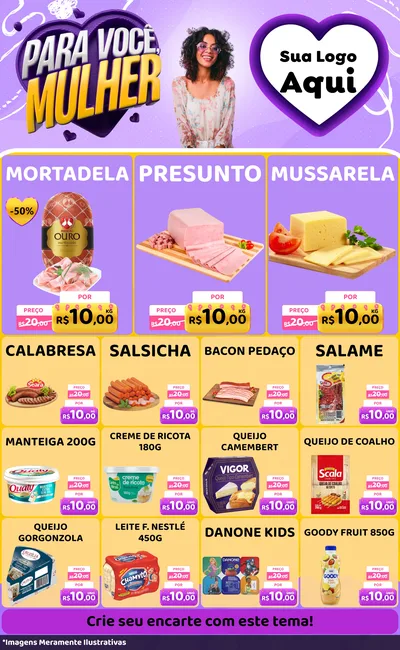 Modelo de Encarte para Encarte Grande com o tema Para Você, Mulher para Frios e Laticínios
