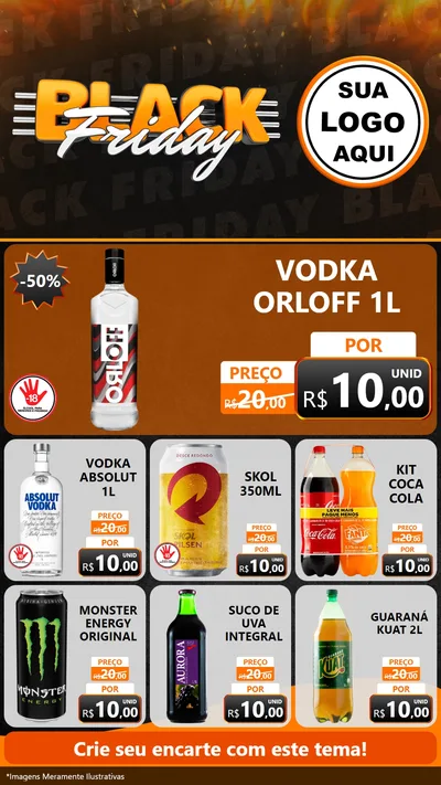 Modelo de Rede Social para Stories com o tema Black Friday para Distribuidora de bebidas