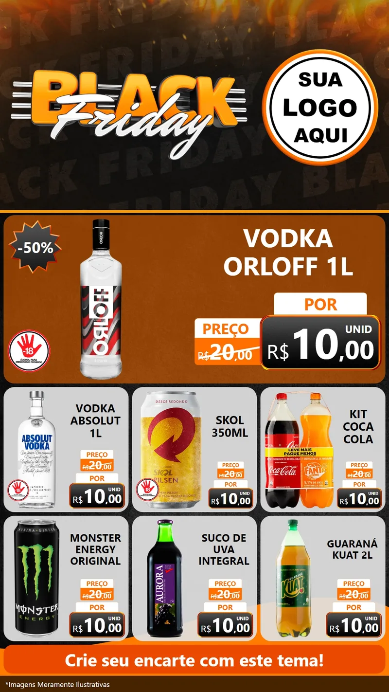 Modelo de Rede Social para Stories com o tema Black Friday para Distribuidora de bebidas