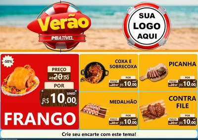 Modelo de Encarte para Encarte A4 Horizontal com o tema Verão Imbatível para Assados